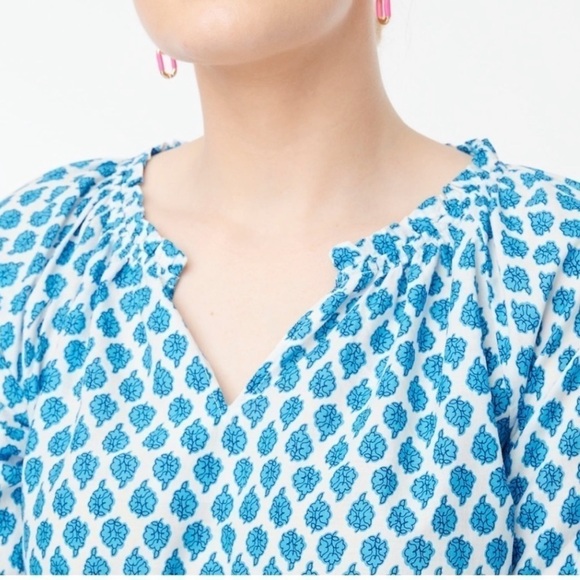 J. Crew | Women’s Blue Block-Print Artist‎ Top Size XS NWT - Picture 3 of 11